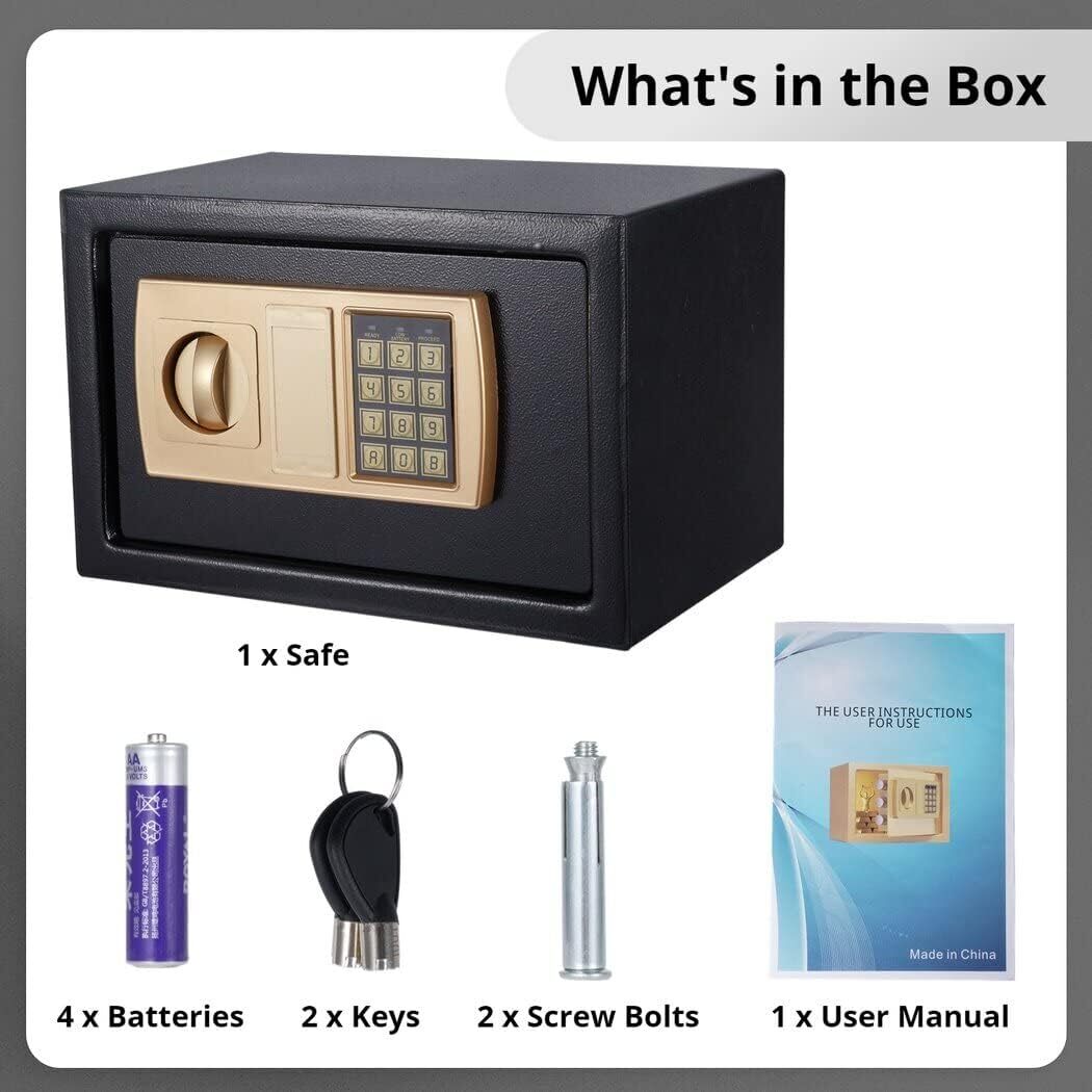 Digital Home Safe with Keypad and Key Lock Fireproof Anti-Theft