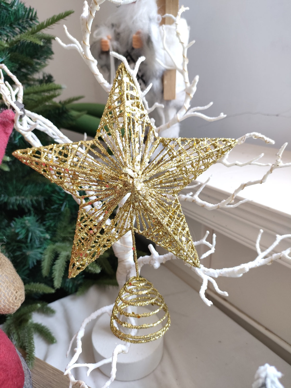 Christmas Tree Topper Golden Star Holiday Decoration Ornament