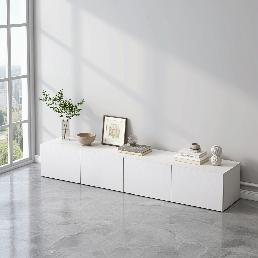 2m Lusso Designer Wooden TV Cabinet Entertainment Unit 200cm (White)
