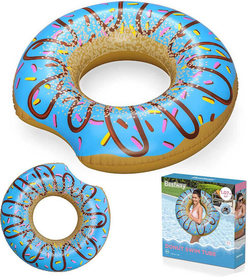 Bestway Inflatable Donut Pool Float Fun 107cm Swim Ring Tube (Blue)