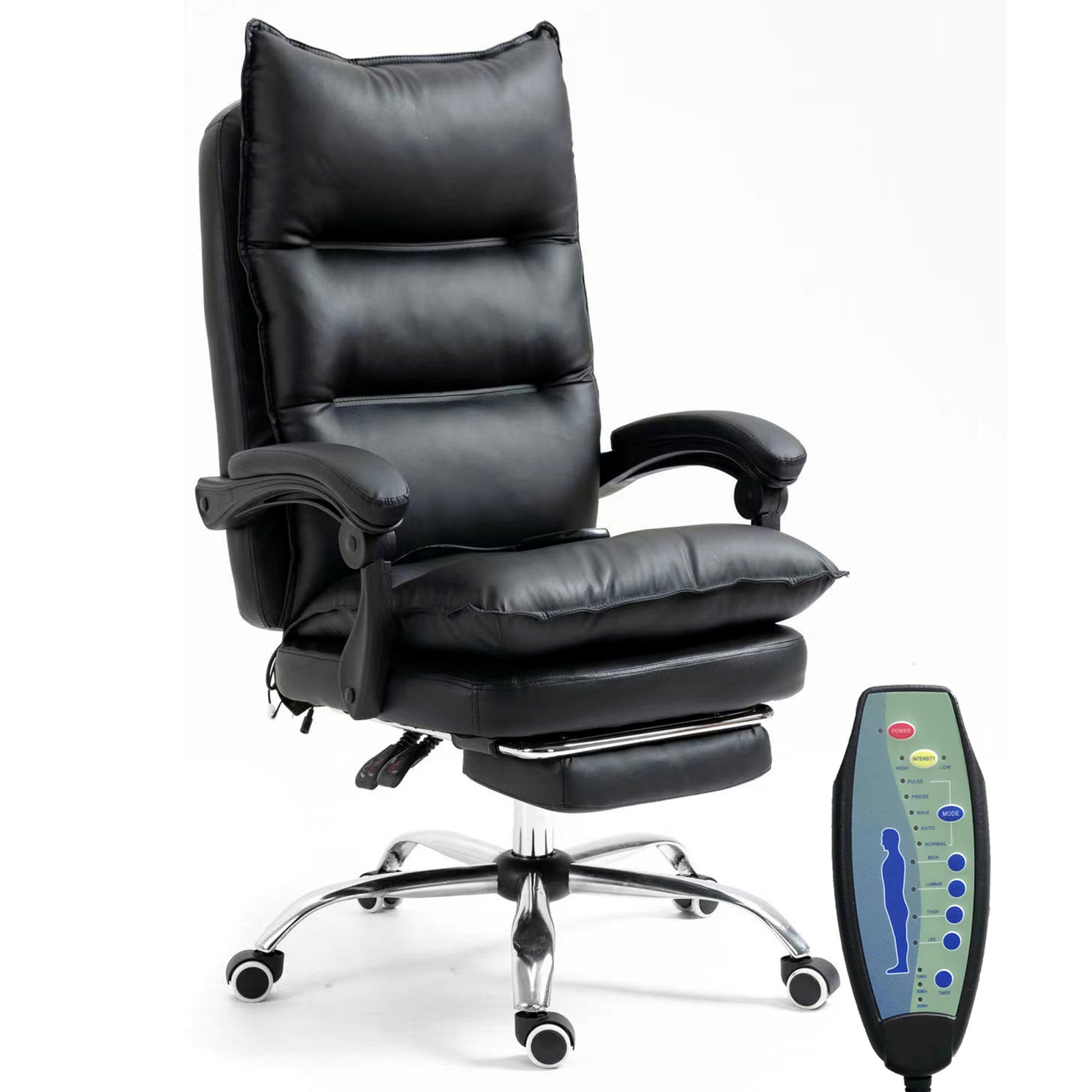 Plush Deluxe Executive Reclining Office Chair With Foot Rest And Massager