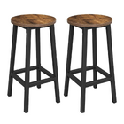 2 x Modern Industrial Bar Stools Rustic Wood & Metal Kitchen Counter Seating