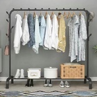 Large 1.5m Wide Coat Hanging Stand Wardrobe Clothes Hanger Rack (Black)
