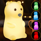 Adorable Silicone Bear Night Light USB Rechargeable Multicoluor Kids Bedroom Lamp