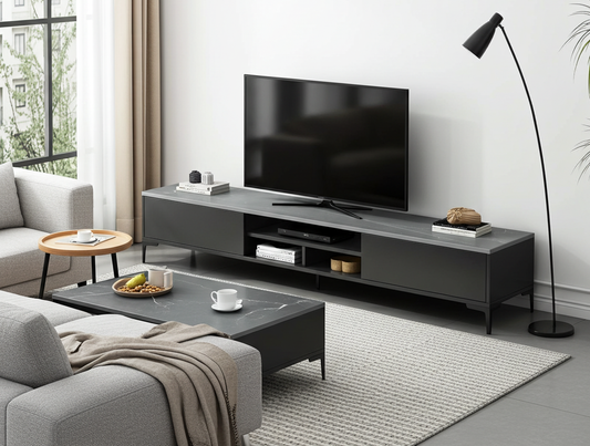 Black TV unit and coffee table set