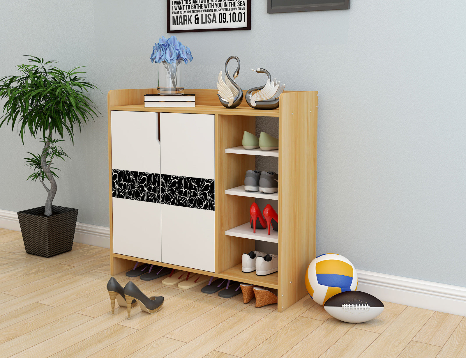 Avenue Deluxe Contemporary Wooden Shoe Storage Cabinet - Dshop.com.au