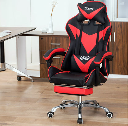 Glory Advanced Deluxe Executive High Back Gaming Reclining Office Chair with Footrest (Red & Black) - Dshop.com.au