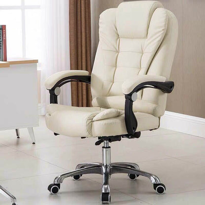 Apex Deluxe Executive Reclining Office Chair (White /Cream) - Dshop.com.au