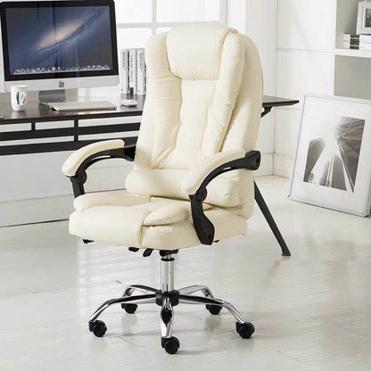 Apex Deluxe Executive Reclining Office Chair (White /Cream) - Dshop.com.au