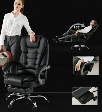 Apex Deluxe Executive Reclining Office Chair with Foot Rest (Black) - Dshop.com.au