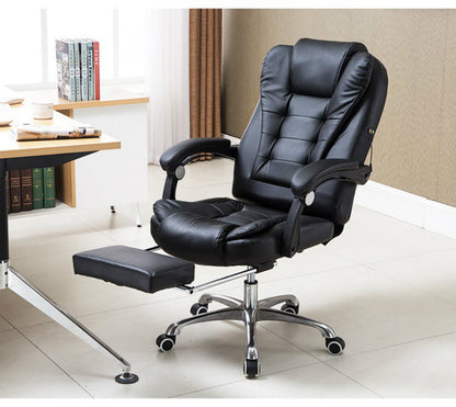 Apex Deluxe Executive Reclining Office Chair with Foot Rest (Black) - Dshop.com.au