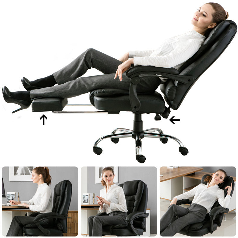 Apex Deluxe Executive Reclining Office Chair with Foot Rest (Black) - Dshop.com.au