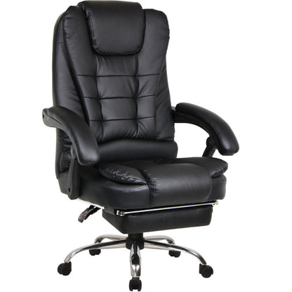 Apex Deluxe Executive Reclining Office Chair with Foot Rest (White/Cream) - Dshop.com.au