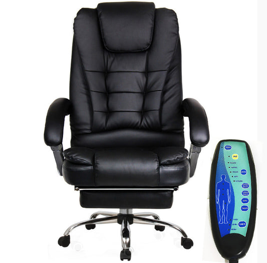 Apex Deluxe Executive Reclining Office Chair with Foot Rest & Massager (Black) - Dshop.com.au