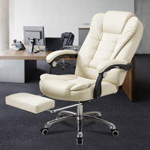 Apex Executive Reclining Office Chair with Foot Rest (White/Cream) - Dshop.com.au