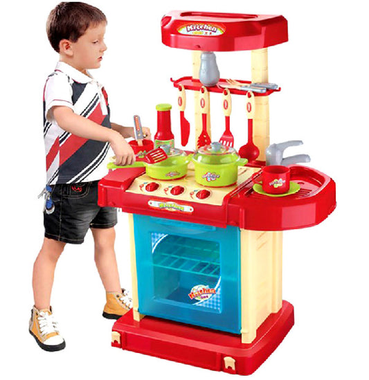 Kids Pretend Play Realistic Play Kitchen Toy Set with Lights & Sounds