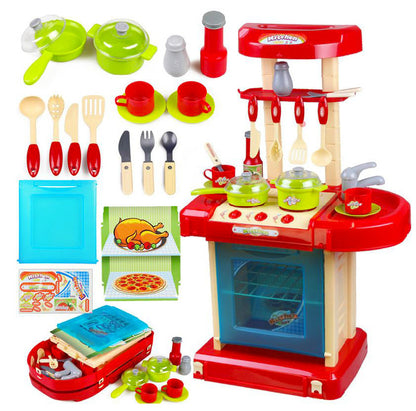 Kids Pretend Play Realistic Play Kitchen Toy Set with Lights & Sounds - Dshop.com.au