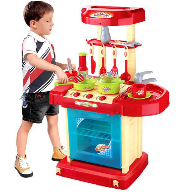 Kids Pretend Play Realistic Play Kitchen Toy Set with Lights & Sounds - Dshop.com.au