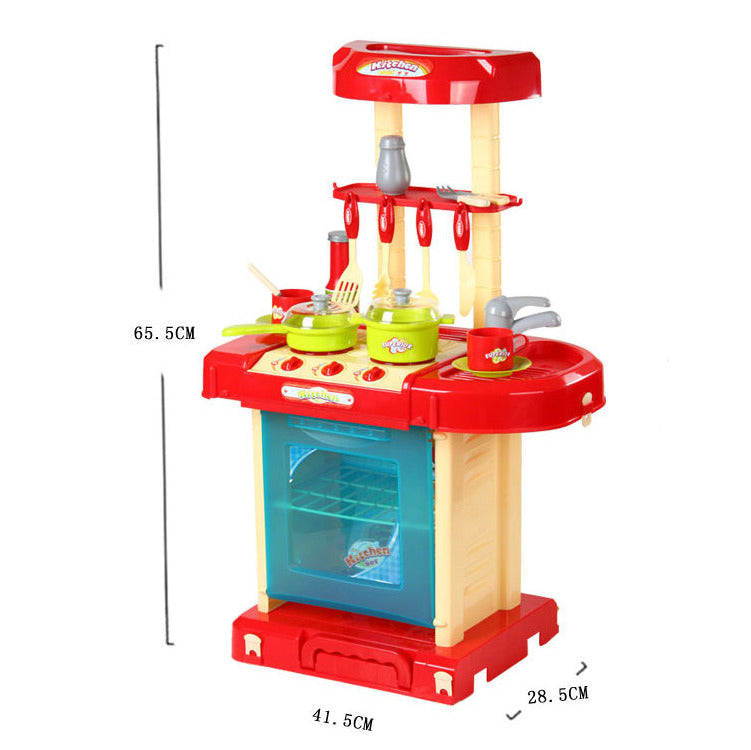 Kids Pretend Play Realistic Play Kitchen Toy Set with Lights & Sounds - Dshop.com.au