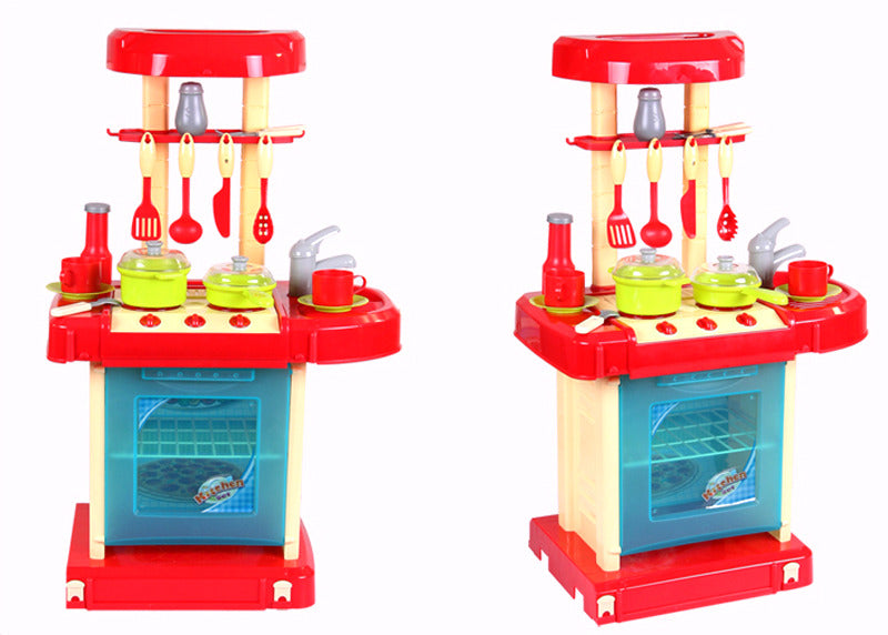 Kids Pretend Play Realistic Play Kitchen Toy Set with Lights & Sounds - Dshop.com.au