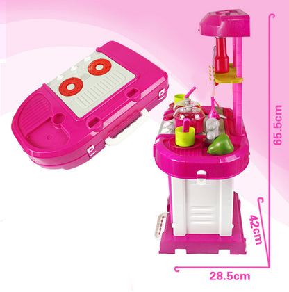 Kids Pretend Play Realistic Play Kitchen Toy Set with Lights & Sounds - Pink - Dshop.com.au