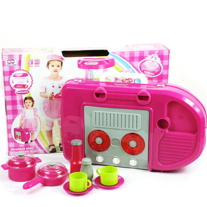 Kids Pretend Play Realistic Play Kitchen Toy Set with Lights & Sounds - Pink - Dshop.com.au