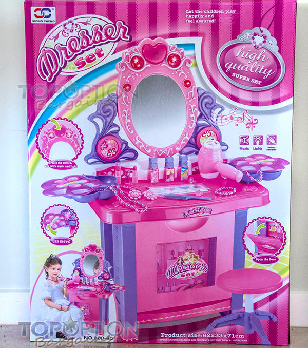 Beauty Dresser Make Up Vanity Table Play Set with Music & Light - Dshop.com.au