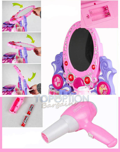 Beauty Dresser Make Up Vanity Table Play Set with Music & Light - Dshop.com.au