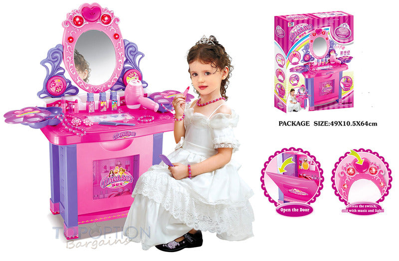 Beauty Dresser Make Up Vanity Table Play Set with Music & Light - Dshop.com.au