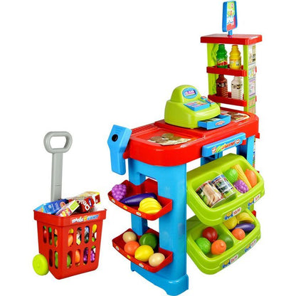 Deluxe Supermarket Toy Set with Shopping Cart Trolley & Accessories - Dshop.com.au