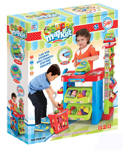 Deluxe Supermarket Toy Set with Shopping Cart Trolley & Accessories - Dshop.com.au