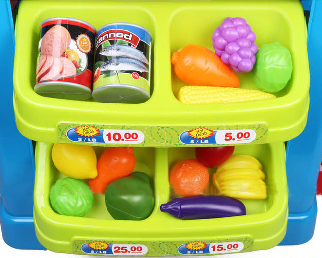 Deluxe Supermarket Toy Set with Shopping Cart Trolley & Accessories - Dshop.com.au