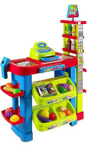 Deluxe Supermarket Toy Set with Shopping Cart Trolley & Accessories - Dshop.com.au