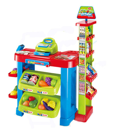 Deluxe Supermarket Toy Set with Shopping Cart Trolley & Accessories - Dshop.com.au