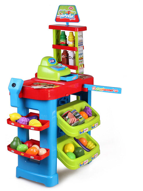 Deluxe Supermarket Toy Set with Shopping Cart Trolley & Accessories - Dshop.com.au