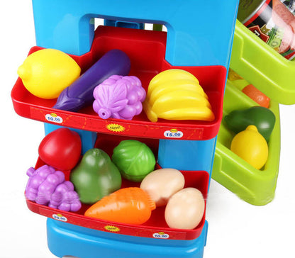 Deluxe Supermarket Toy Set with Shopping Cart Trolley & Accessories - Dshop.com.au