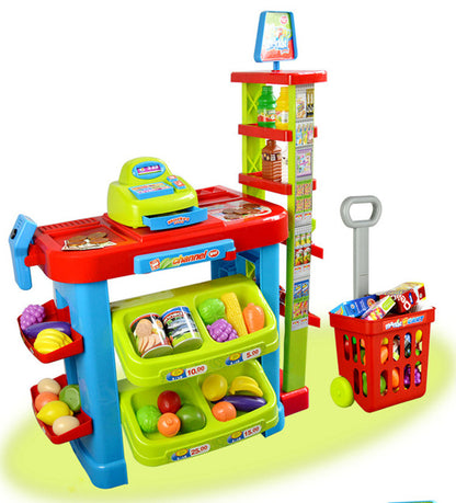 Deluxe Supermarket Toy Set with Shopping Cart Trolley & Accessories - Dshop.com.au