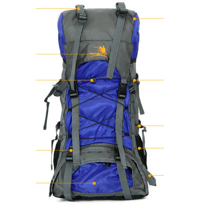 60L Large Durable Hiking Backpack Travel Bag (Blue) - Dshop.com.au