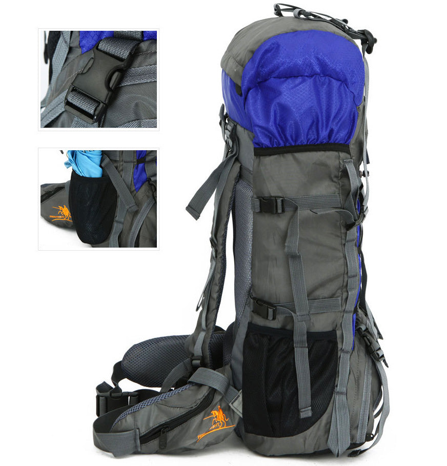 60L Large Durable Hiking Backpack Travel Bag (Blue) - Dshop.com.au