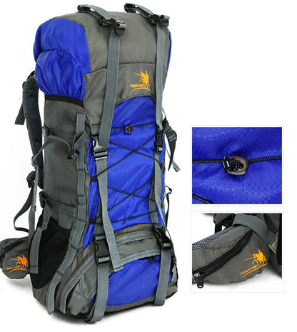 60L Large Durable Hiking Backpack Travel Bag (Blue) - Dshop.com.au