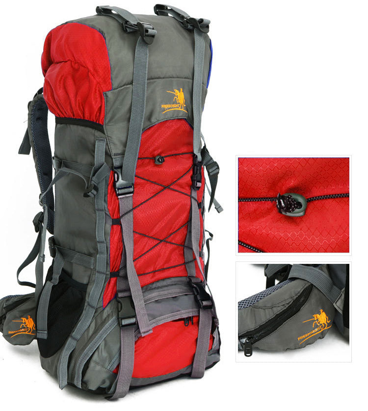 60L Large Durable Hiking Backpack Travel Bag (Red) - Dshop.com.au