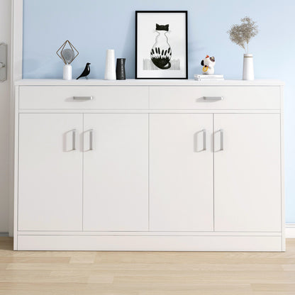 Elements 4-Door Double Buffet Shoe Storage Cabinet (White) - Dshop.com.au