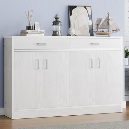 Elements 4-Door Double Buffet Shoe Storage Cabinet (White) - Dshop.com.au