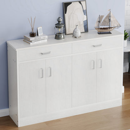 Elements 4-Door Double Buffet Shoe Storage Cabinet (White) - Dshop.com.au