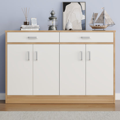 Elements 4-Door Double Buffet Shoe Storage Cabinet (Oak & White) - Dshop.com.au