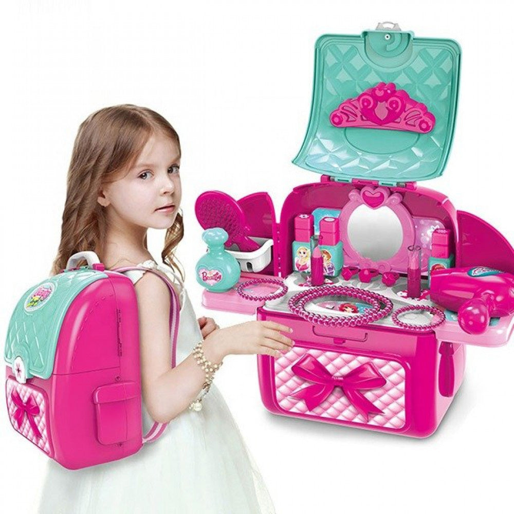 2 in 1 Princess Backpack Dresser Vanity Table Play Set - Dshop.com.au