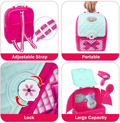 2 in 1 Princess Backpack Dresser Vanity Table Play Set - Dshop.com.au