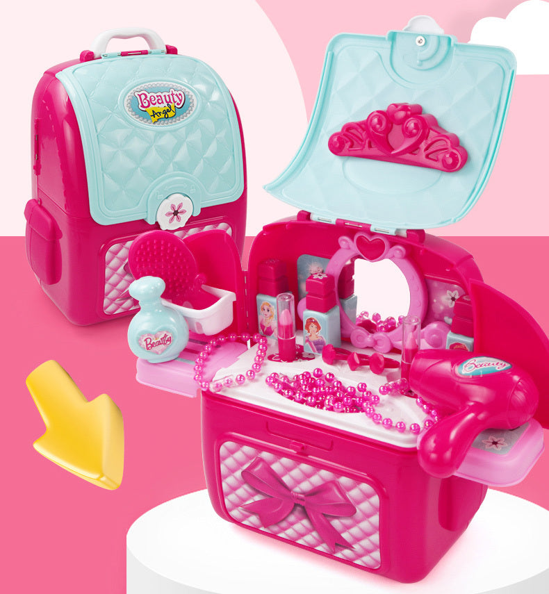 2 in 1 Princess Backpack Dresser Vanity Table Play Set - Dshop.com.au