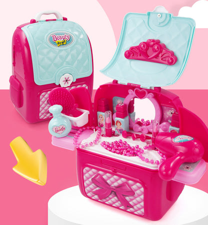 2 in 1 Princess Backpack Dresser Vanity Table Play Set - Dshop.com.au