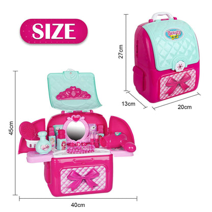 2 in 1 Princess Backpack Dresser Vanity Table Play Set - Dshop.com.au